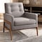 Baxton Studio Perris Grey Upholstered Walnut Wood Lounge Chair 150-8741 - alternate 7